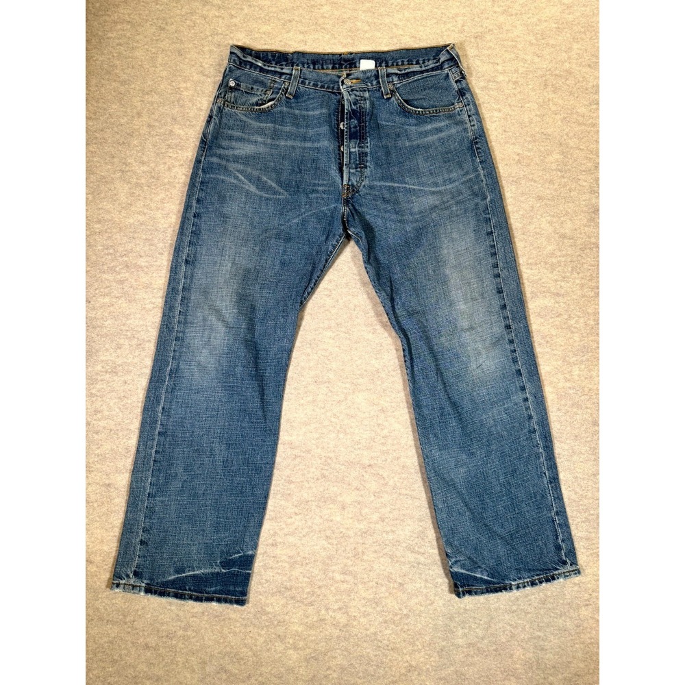 Levis 501 Original Fit Jeans Men 36x30 Blue Denim Button Fly Straight Leg Casual